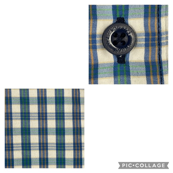 The North Face Men's Blue Orange Green Plaid Button Up Short Sleeve Shirt Sz XL - Picture 8 of 14